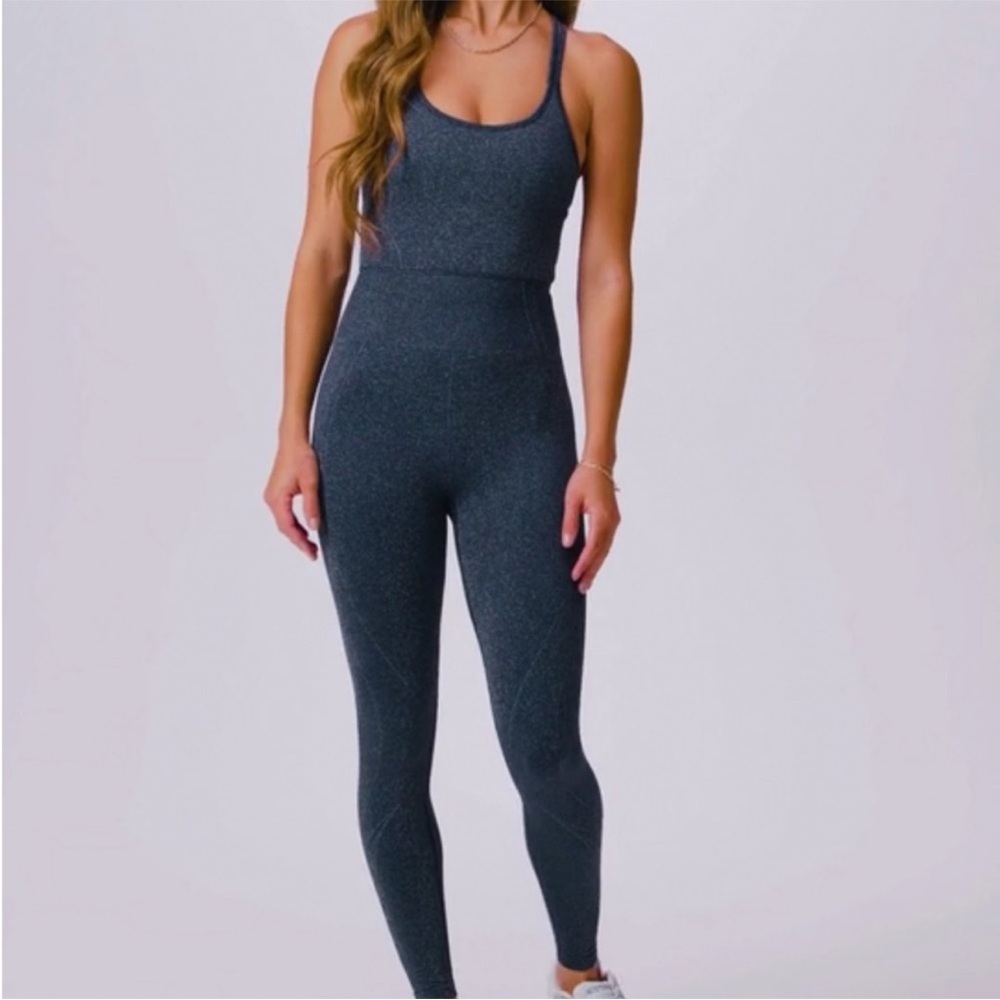 Fabletics Shimmering Navy Blue Seamless Jumpsuit NWTs
